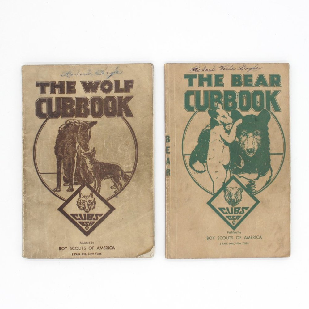 (2) Vintage 1940s Boy Scouts Handbooks - The Wolf Cubbook + The Bear Cubbook